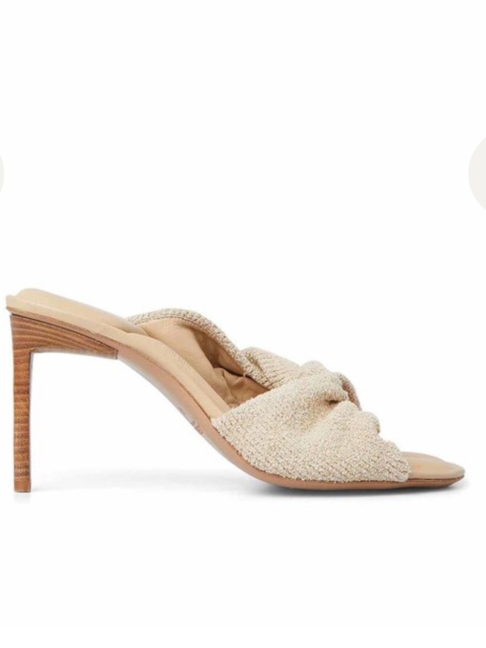 JACQUEMUS Beige Knotted Open-Toe Heeled Mule